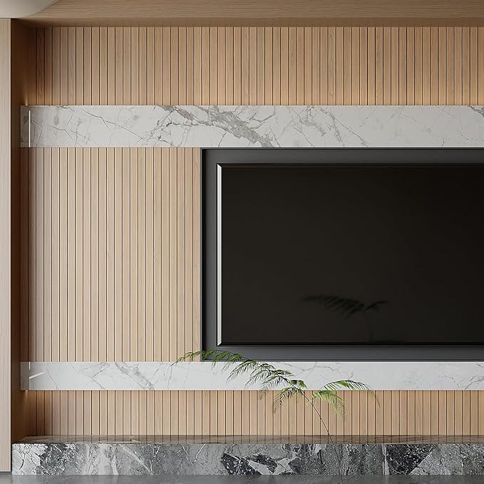 Yutianli PVC Slat Wall Panel Peel and Stick 236"x 15.7" Faux Wood Slat Panel - Image 5