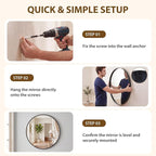 NEWBULIG 20-Inch Round Wall Mirror, Bathroom Wall Circle Mirror - Image 6