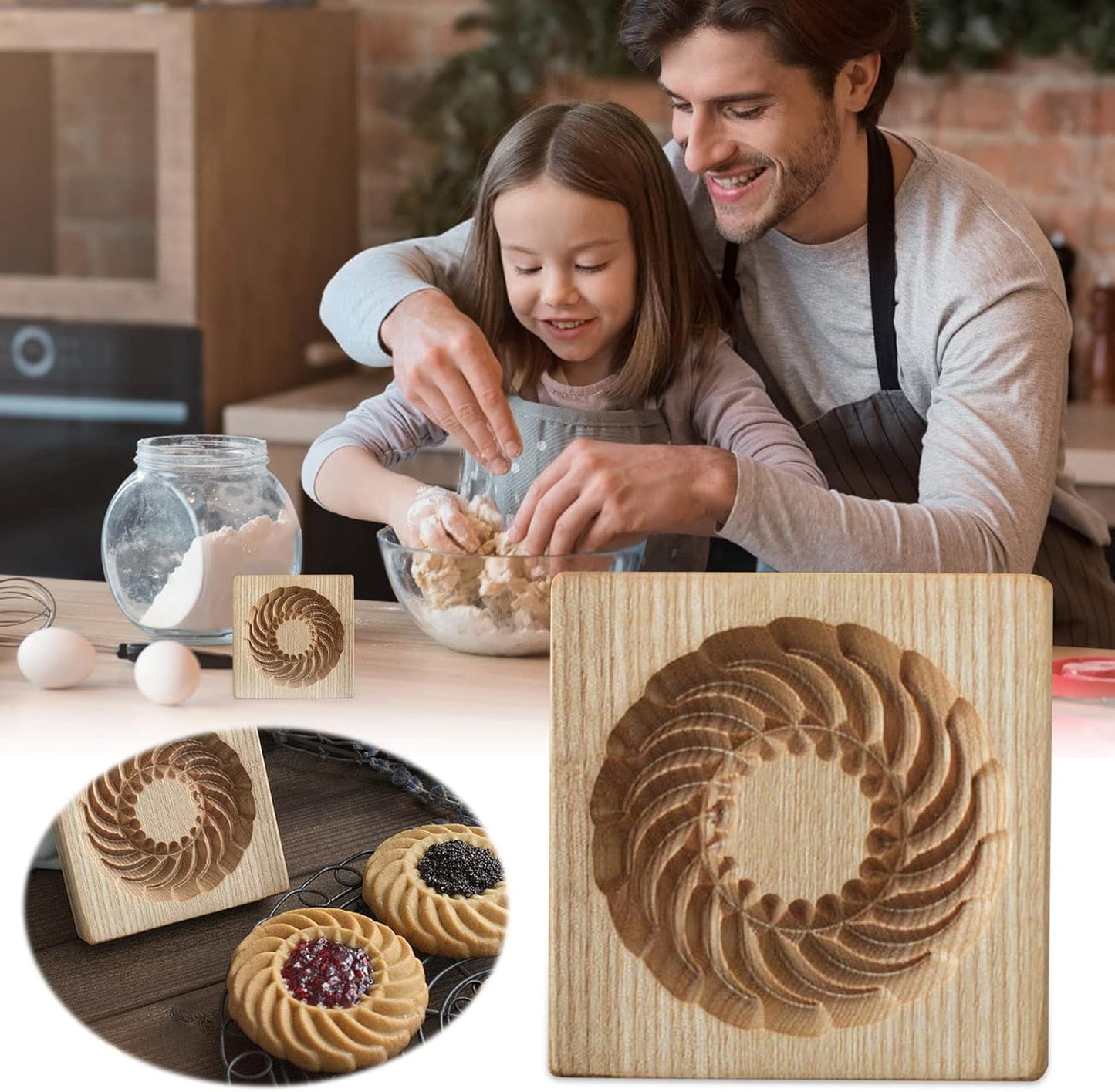 Wooden Cookie Biscuit Mold, 3D Baking Mold, Embossing Craft Decorating Baking Tool, Suitable for Halloween Thanksgiving Christmas Kitchen DIY (Shape A 10 * 10 * 2)