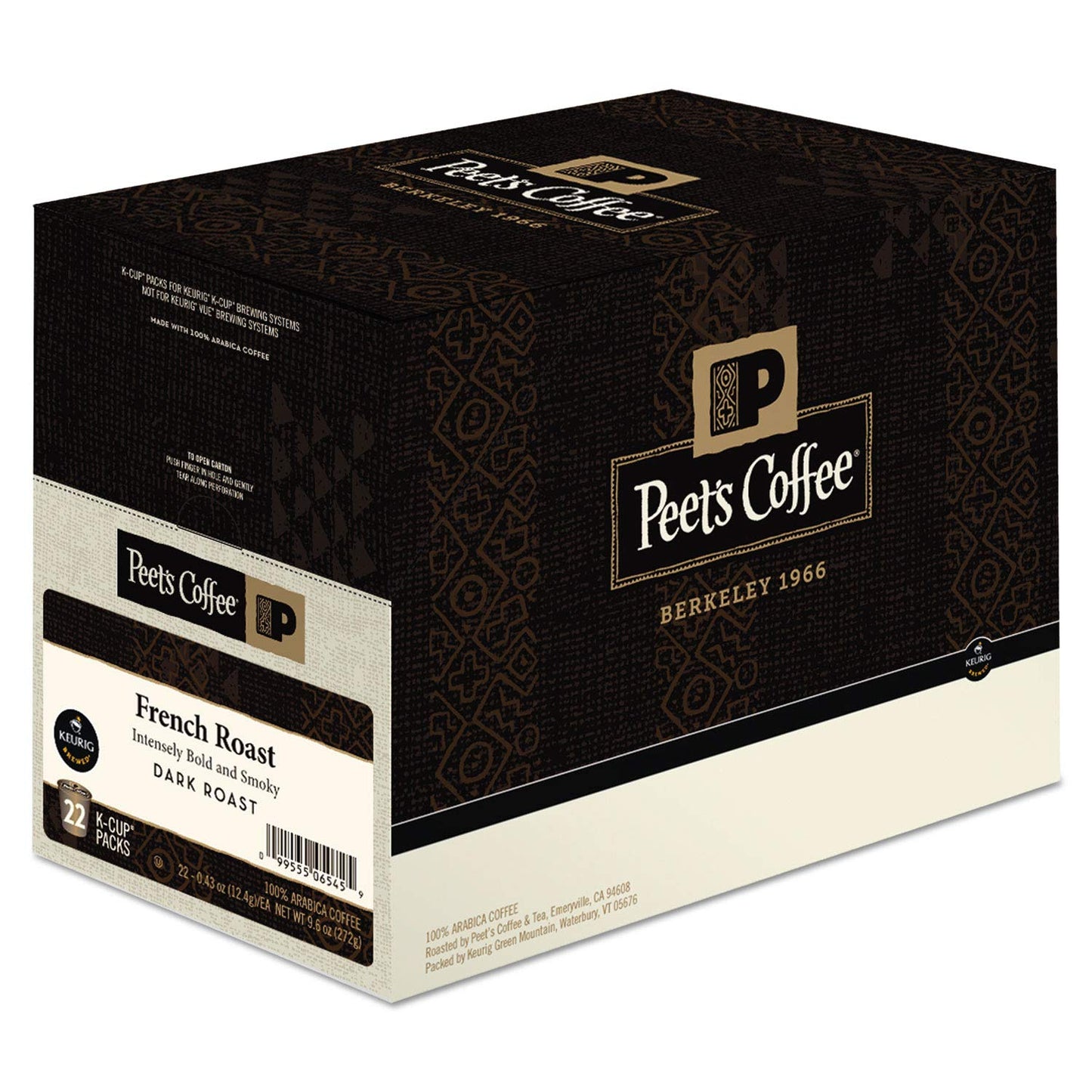 Peet's Coffee French Roast, Dark Roast, 22 Count Single Serve K-Cup Coffee Pods for Keurig Coffee Maker