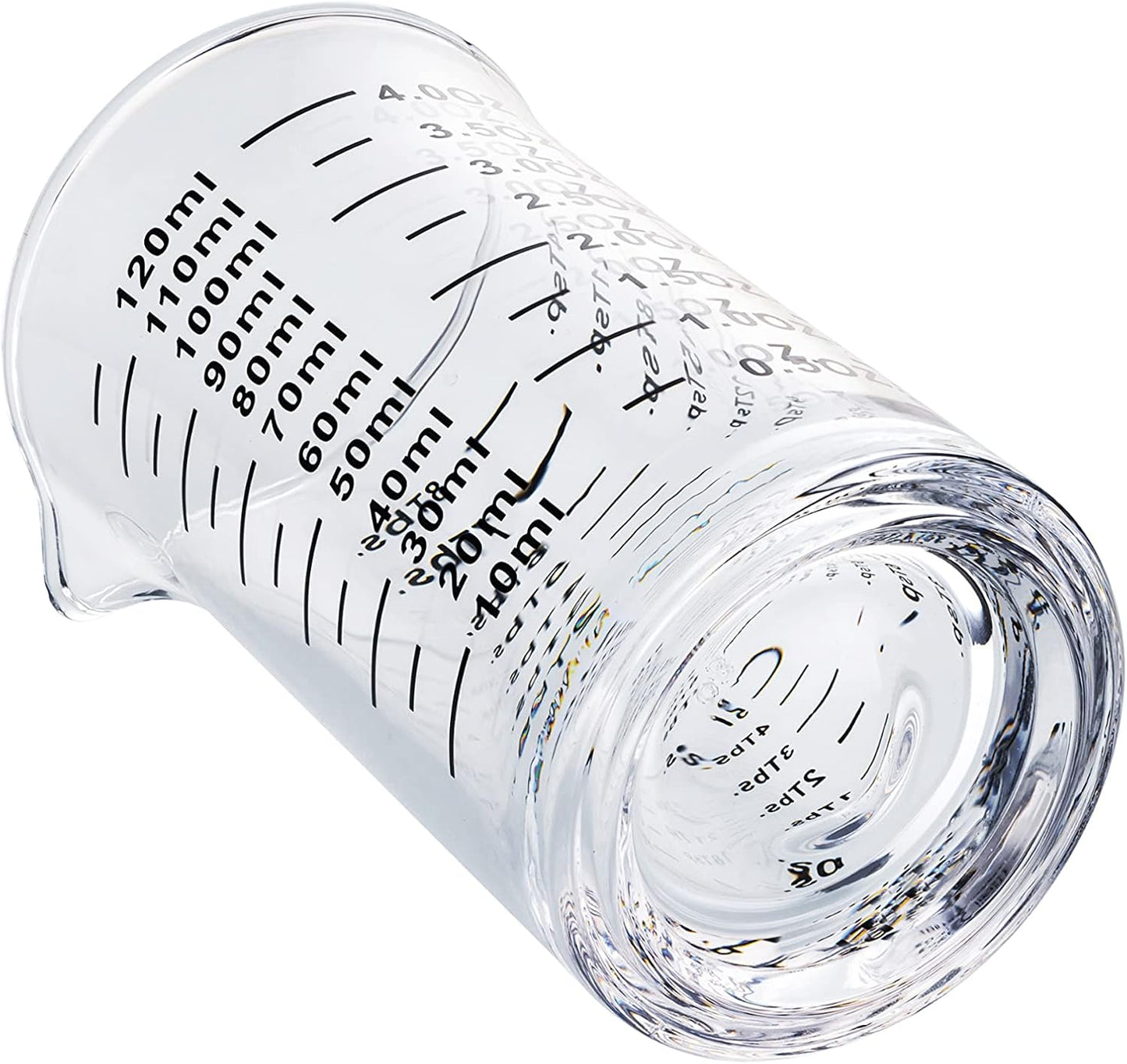 Ackers 4 Oz Glass Measuring Cup,Borosilicate Shot Glass with V-Shaped Spout-Black Line