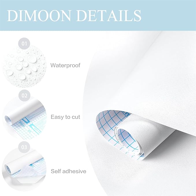 Dimoon 17.7''x78.7'' Peel and Stick Wallpaper White Contact Paper - Image 3