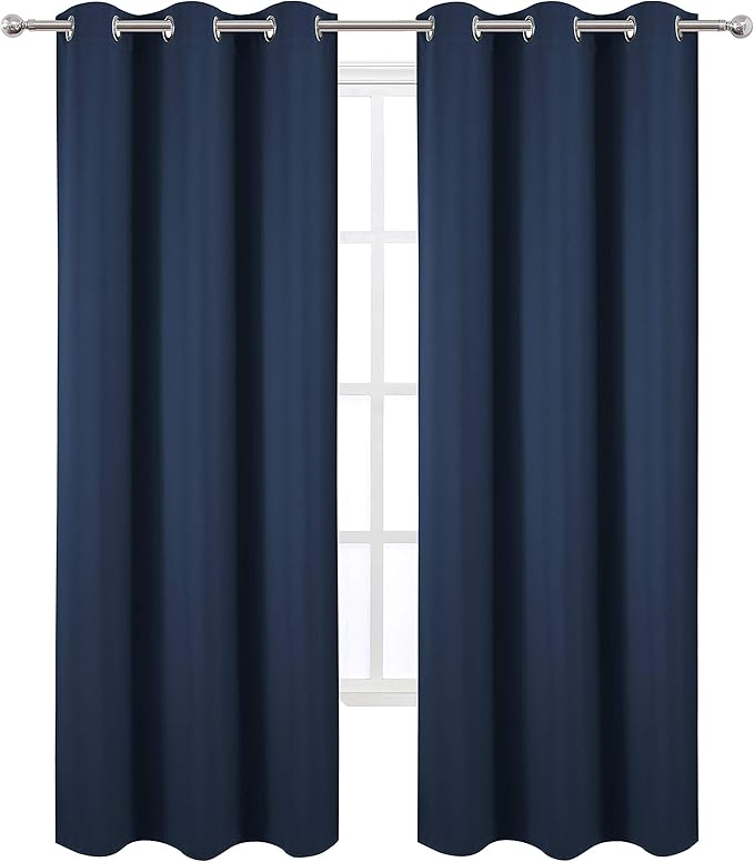 LEMOMO Blackout Curtains 42 x 84 inch/Navy Curtains Set of 2 Panels/Thermal - Image 2