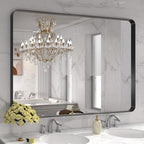 LOAAO 48X32 Inch Black Metal Framed Bathroom Mirror by LOAAO