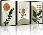 PHOPAGO Boho Plant Wall Art Green Botanical Bohemain Framed Wall Printing by PHOPAGO