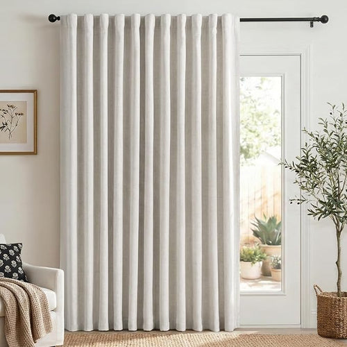 100% Blackout Shield Linen Blackout Sliding Door Curtains by 100BlackoutShield