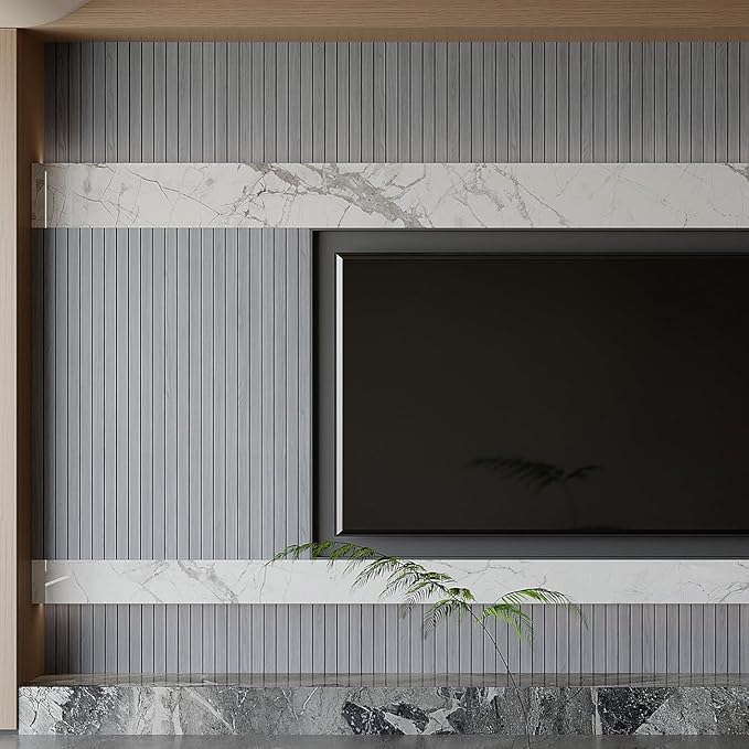 Yutianli PVC Slat Wall Panel Peel and Stick 236"x 15.7" Faux Wood Slat Panel - Image 5