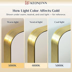 Keonjinn Gold Bathroom Mirrors for Over Sink, 24” x 30” Rounded Rectangle - Image 4