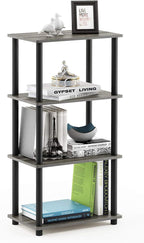 Furinno Turn-N-Tube No Tool 4-Tier Storage Shelf, French Oak Grey/Black by Furinno-FitsYourSpaceFitsYourBudget