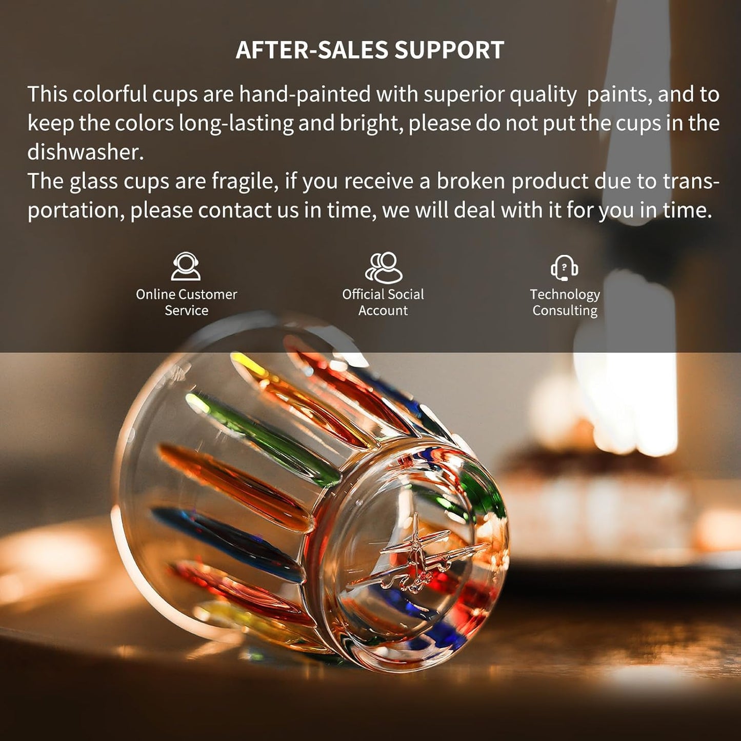 MHW-3BOMBER Shot Glasses Set of 6 Small Glass Cups 3OZ Colored Painted Latte Glasses for Espresso, Whiskey, Vodka, Spirits & Liquors G6191-OS