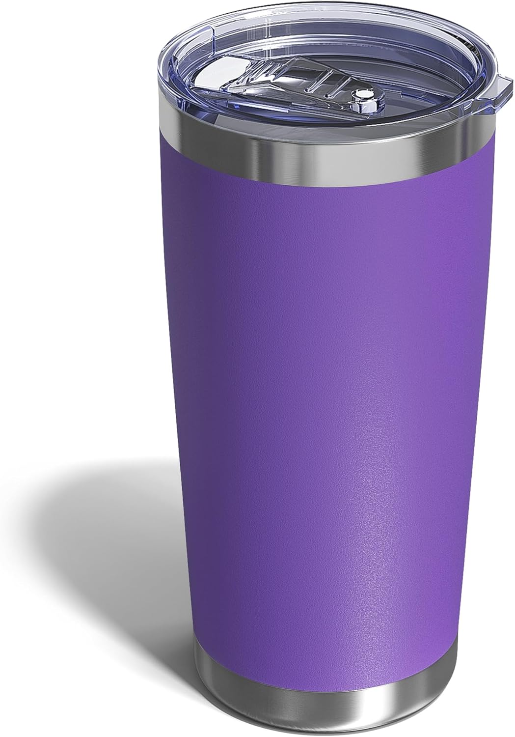 Travel Coffee Tumbler 20oz, 1 Pack Leakproof Travel Coffee Mug with Lid and Straw, Stainless Steel Double Wall Vacuum Insulated Tumbler for Hot/Iced Drinks (Textured Matte, Purple)