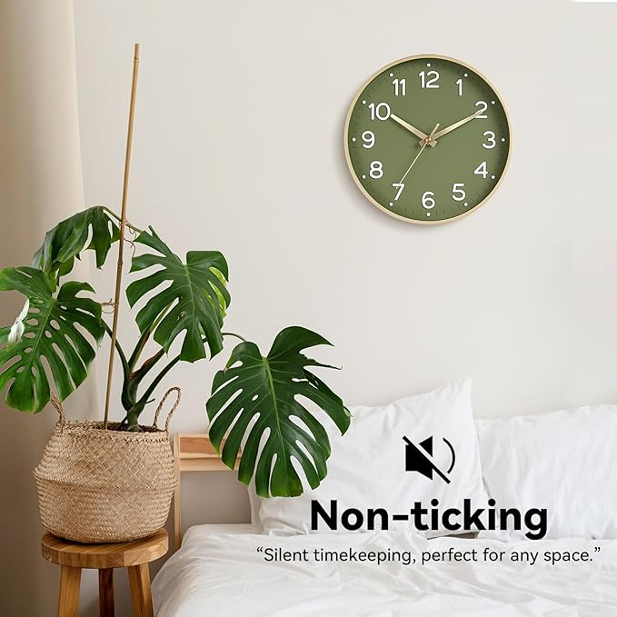 Roymnie Wall Clock Green, 10 Inch Silent Wall Clocks Battery Operated-Modern - Image 5