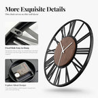Cuspin 30 Inch Large Wall Clock, Silent Non Ticking Battery Operated Roman - Image 5