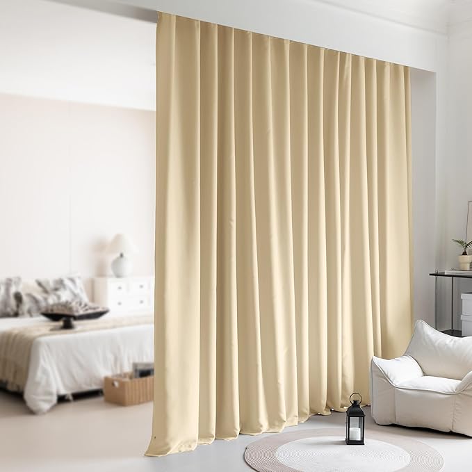 Back Tab Room Divider Curtains, Extra Wide Theater Curtains by KNEOQIT