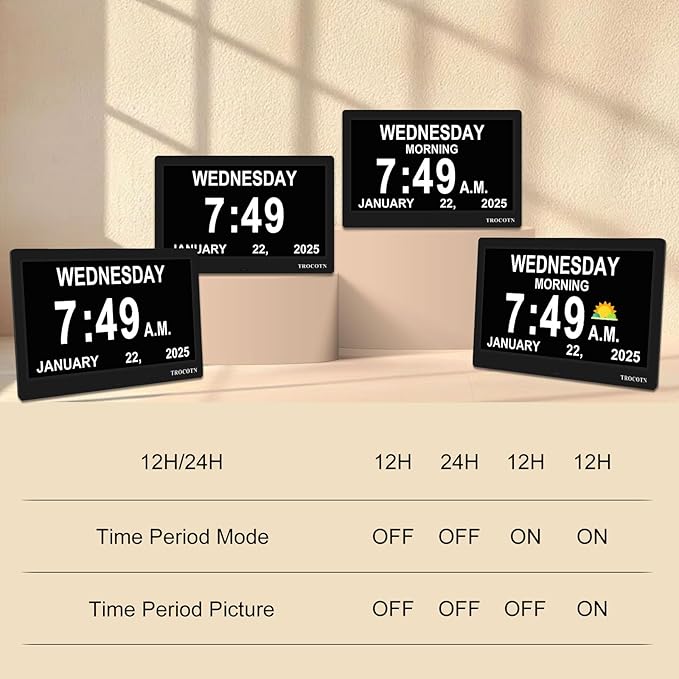 TROCOTN Dementia Clocks, Large Display Calendar Alarm Clock - Image 8