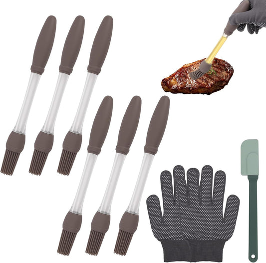 8 Pcs Silicone Brush Cooking Set, Heat Pastry Basting Brush for Home Outdoor Use Cooking BBQ Barbecue Baking
