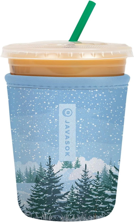 Sok It JavaSok Iced Coffee & Cold Soda Insulated Neoprene Cup Sleeve (Winter Wonderland, Small: 16-20oz)
