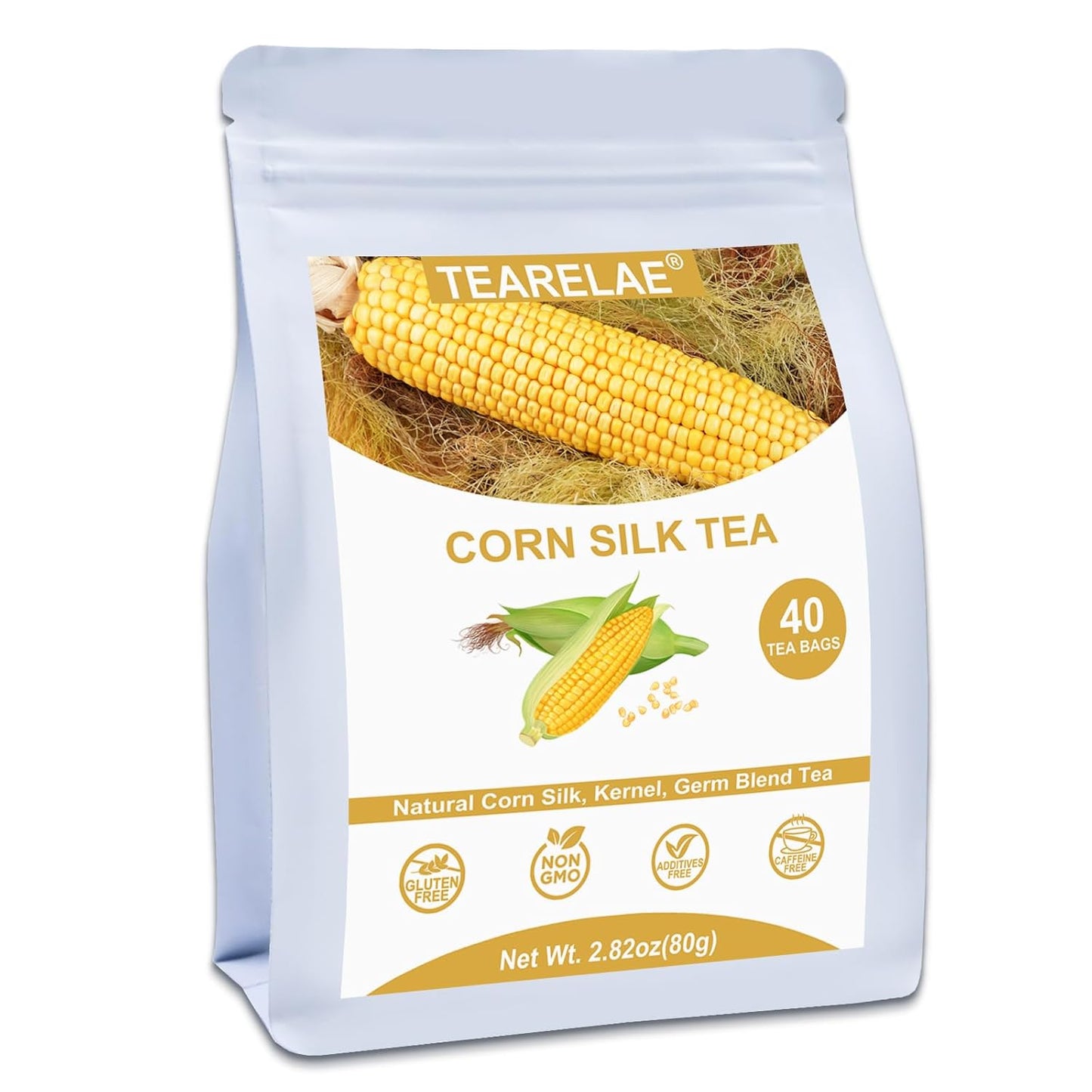 TEARELAE - Corn Silk Tea Bags, 40 Count - Premium Natural Whole Corn Tea with Mild Sweetness - Non-GMO - Caffeine-free - Promote Kidney Health