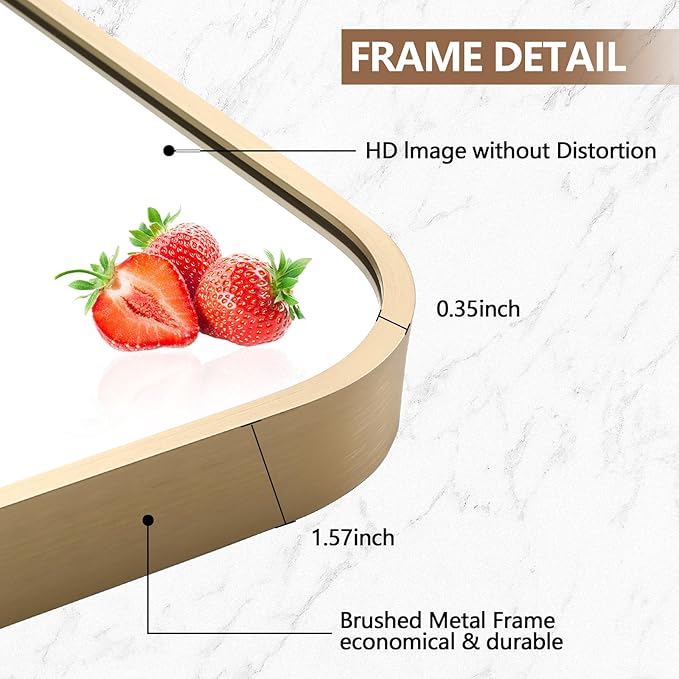 Gold Mirror, 24x32 Inch Framed Rectangle Mirror - Image 4