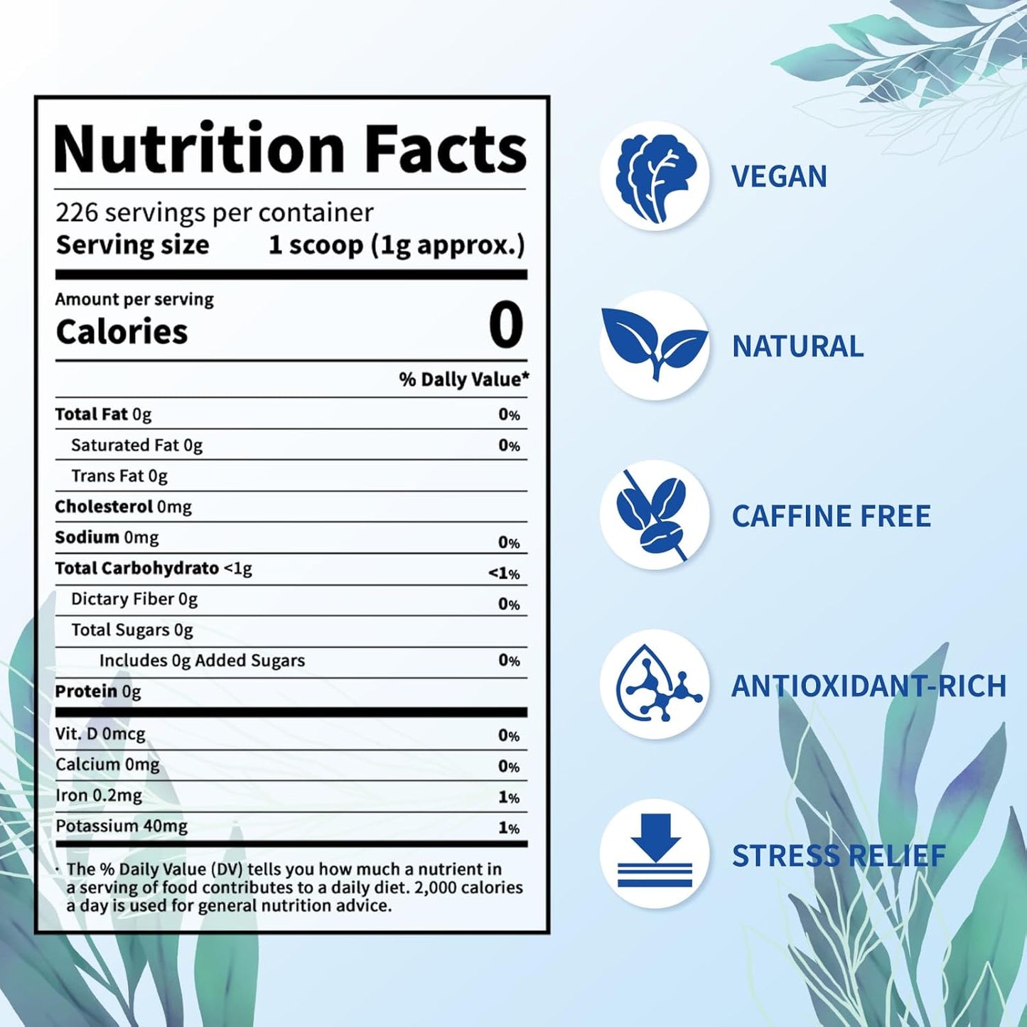 Nutrabloom Butterfly Pea Flower Powder 4 Ounce, Non-GMO Vegan Food Coloring Caffeine-Free Health Benefits Herbal Tea Powder for Cocktail, Smoothies, Drink, Baking