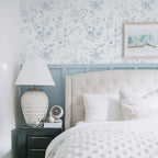 Ismoon Blue Wallpaper Peel and Stick Floral Vintage Stick on Wall Paper French - Image 3