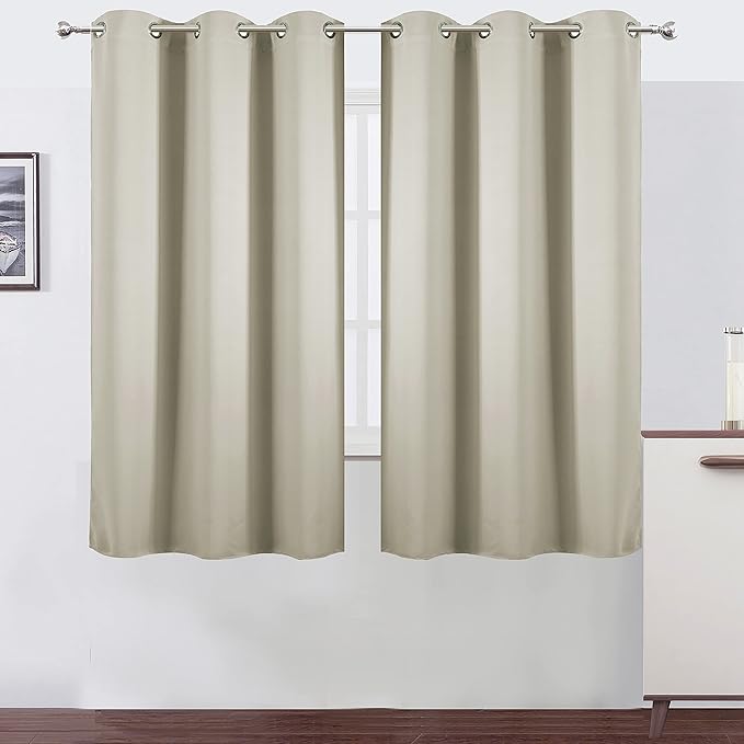 LEMOMO Light Beige Blackout Curtains 40 x 63 Inch Length/Set of 2 Curtain by Lemomo