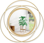 Wall Mirror Mounted Gold Large Round Decorative Mirrors, Circle Metal Art by HLFMVWE