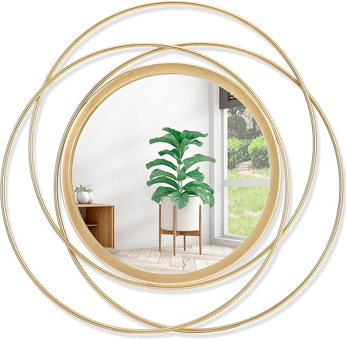 Gold Art Circle Mirror for Wall by HLFMVWE