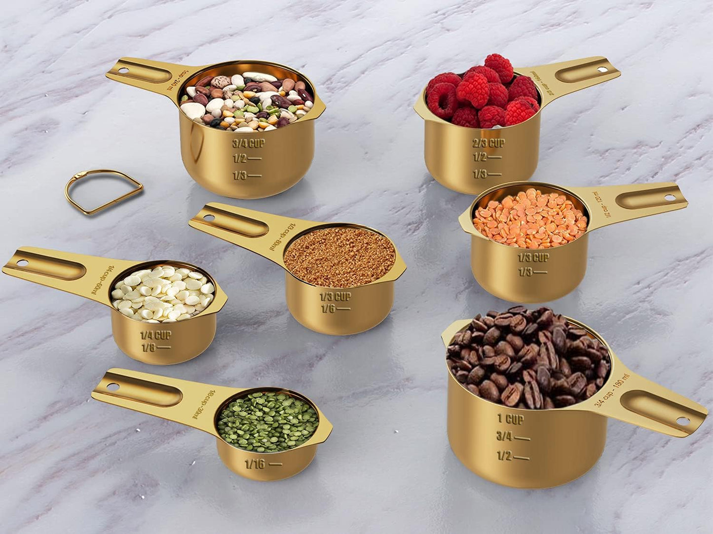 Wildone Copper Plated Measuring Cups & Spoons Set of 21 - Includes 7 Stainless Steel Nesting Measuring Cups, 8 Measuring Spoons, 1 Leveler & 5 Mini Measuring Spoons, Ideal for Dry & Liquid Ingredients