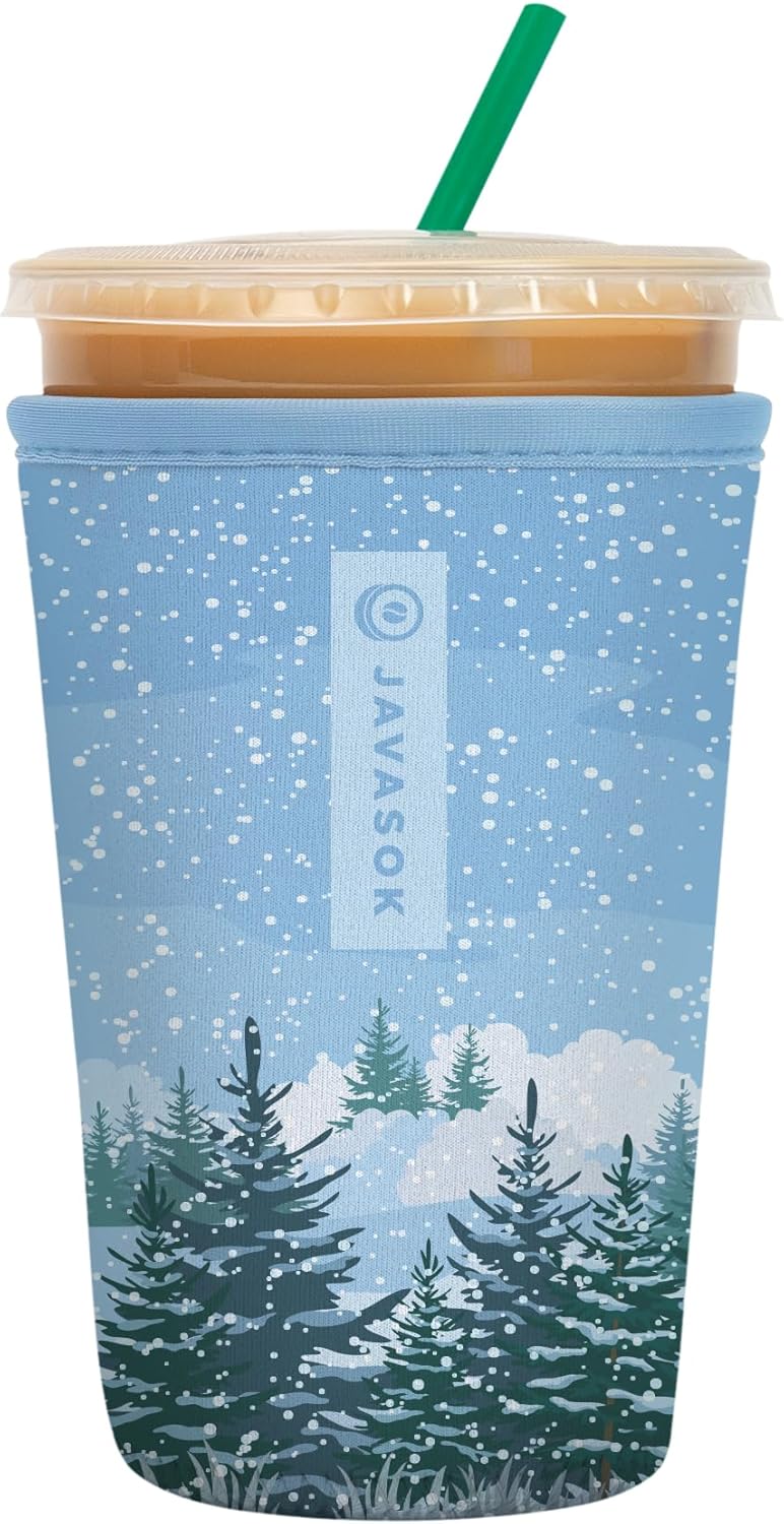 Sok It JavaSok Iced Coffee & Cold Soda Insulated Neoprene Cup Sleeve (Winter Wonderland, Medium: 22-28oz)