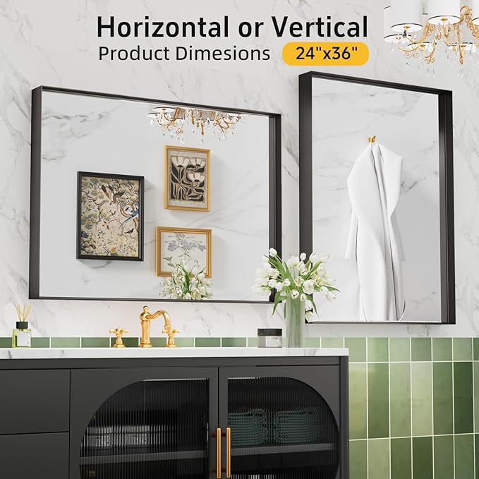 36"x 24" Black Bathroom Mirrors - Image 6