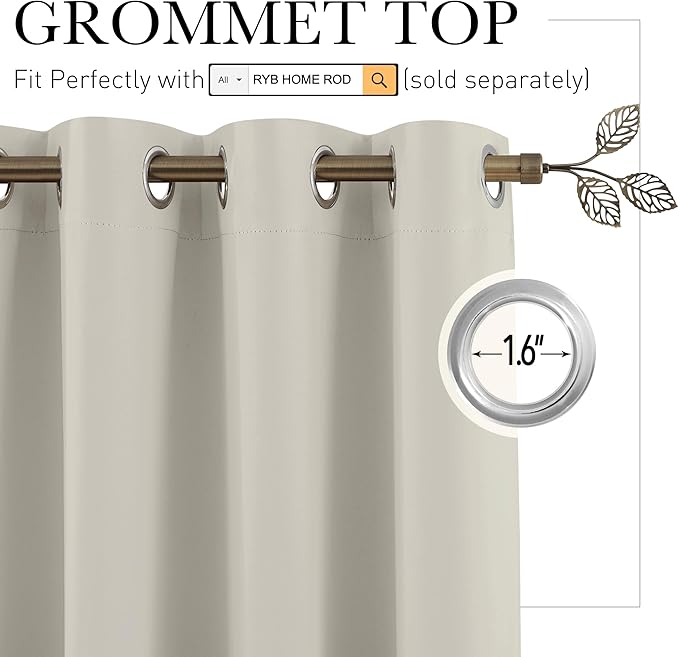 RYB HOME Temporary Doorway Curtains Blackout Privacy Room Divider Curtains - Image 3