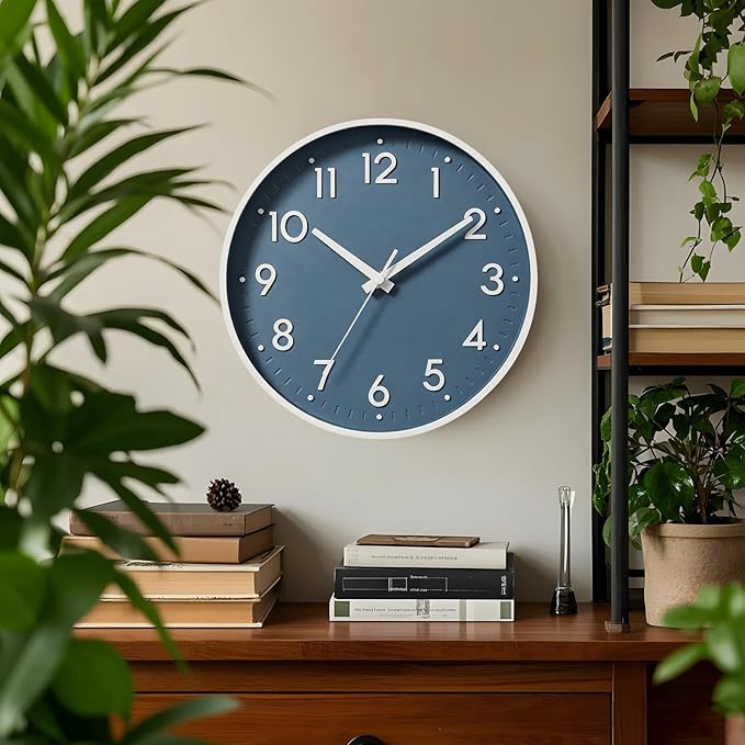 Mosewa Wall Clock 12 Inch, Battery Operated Silent Non-Ticking Modern Analog - Image 2
