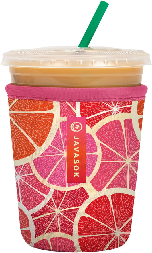 Sok It JavaSok Iced Coffee & Cold Soda Insulated Neoprene Cup Sleeve (Sunshine Slices, Small: 16-20oz)