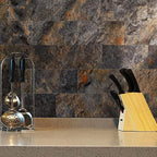 AULIGET 2-Piece Rust Slate Peel and Stick Backsplash Wall Tiles, Laundry Room - Image 8
