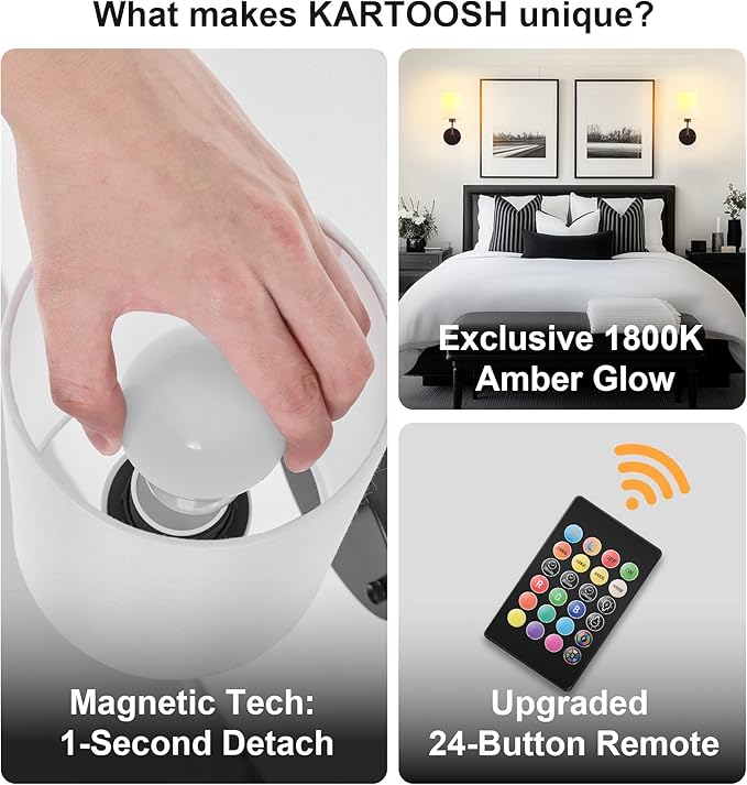Battery Operated Wall Sconce Set of Two, Wireless Rechargeable Wall Light - Image 4