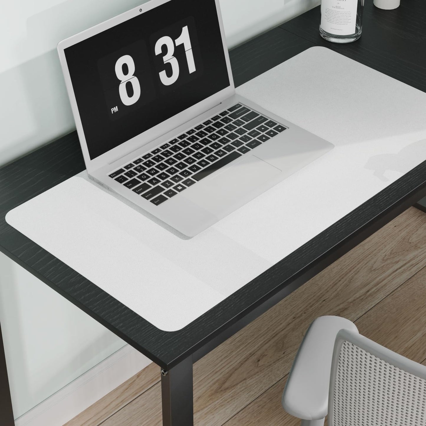 Pure White Plastic Table Cover Protector, 30" x 60" Waterproof Easy Flat PVC Desk Pad Mat, 1.5mm Thick Rectangle Vinyl Table Top Protector for Dining Room Table, Office, Dresser