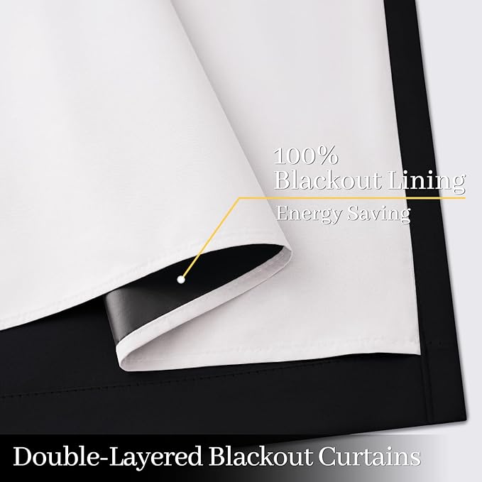 Yakamok 100% Blackout Curtain Panels 72 inches Cold and Light Blocking Drapes - Image 4