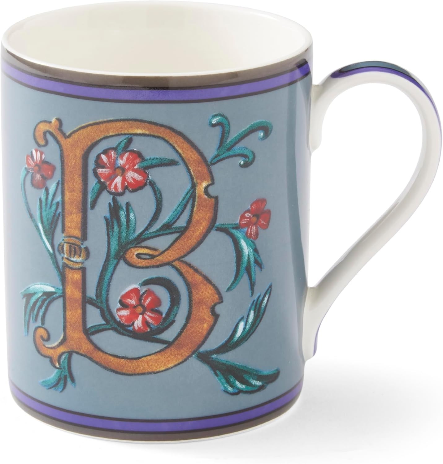 Spode Kit Kemp 12oz Mug in Fine China, B Initial - Custom Coffee Cup for Hot Beverages, Personalized Gift Idea for Her, Him, Friends, Coffee Lovers - Stylish Letter Mug for Daily Use, Dishwasher Safe