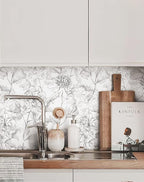 JiffDiff Black and White Floral Wallpaper 17.3" x 394" Peonies Removable Peel - Image 6