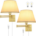 TRLIFE Dimmable Wall Sconce Plug in, Brushed Brass Wall Sconces Set of 2 Swing by TRLIFE