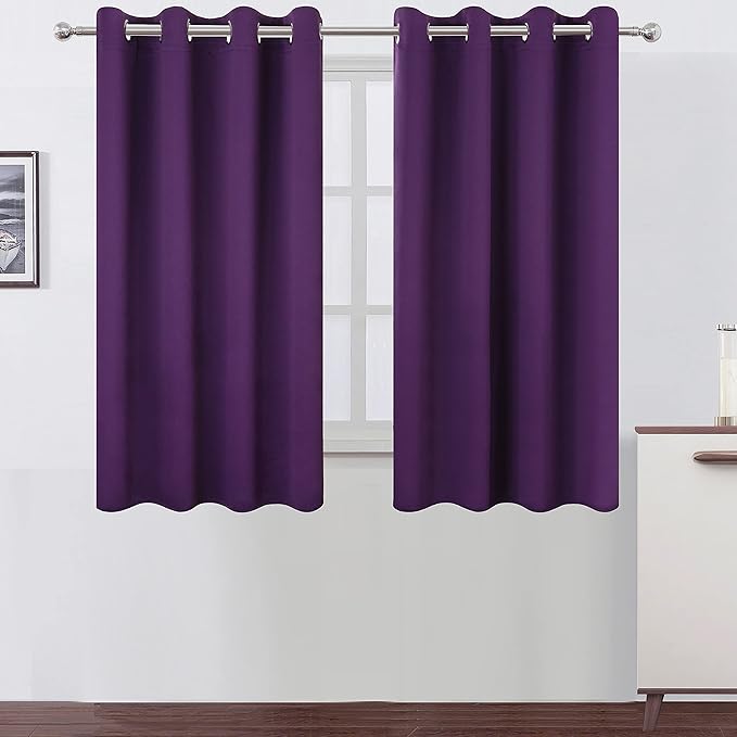 LEMOMO Purple Blackout Curtains/52 x 45 Inch Length Kids Curtains/Set of 2 by Lemomo