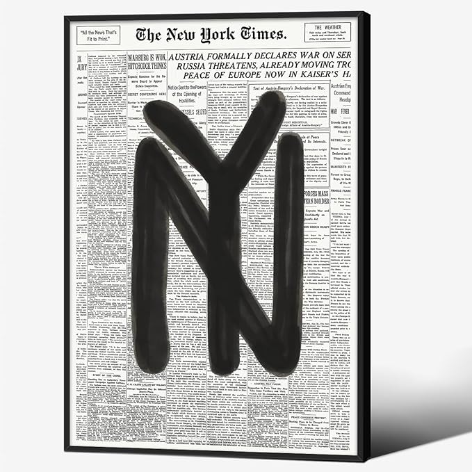 Black and White Newspaper Wall Art Vintage New York City Poster Trendy by Unknown
