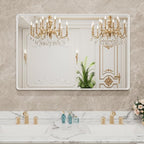LOAAO 40x36 Inch White Metal Framed Bathroom Mirror - Image 8