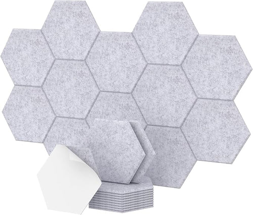 12 Pack Hexagon Acoustic Panels, TONOR 12"x 10"x 0.4" Self-adhesive Sound Proof by TONOR