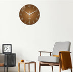 XNM Kitchen Wall Clocks Battery Operated 14 Inch Round Brown Simple Wall Clock - Image 5