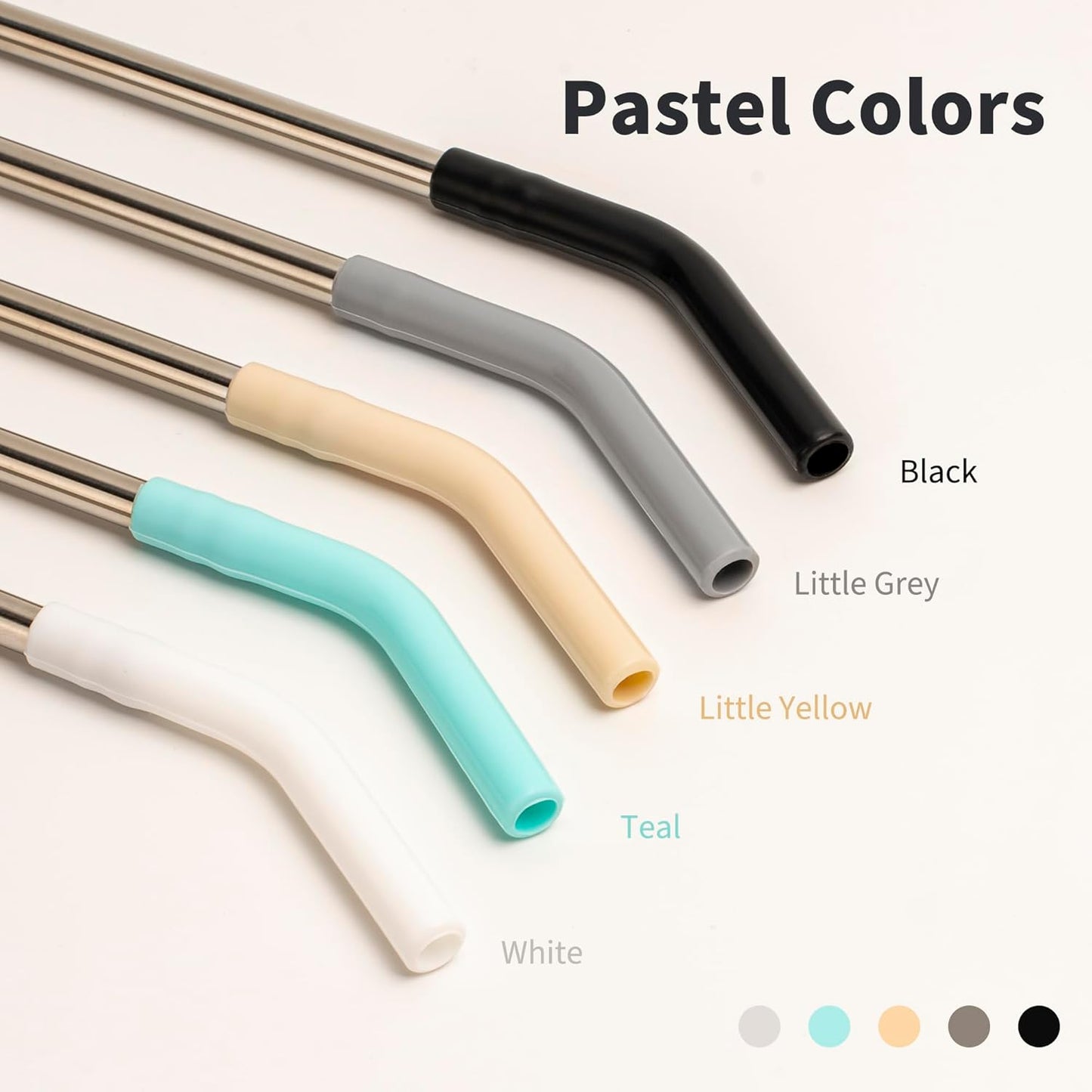 Metal Straws for 30 oz Yeti Tumbler, 5 Pcs Reusable Stainless Steel Straws with Silicone Tip for BJPKPK, RTIC, WETOWETO, Beast 30 oz Tumbler, Cleaning Brush, 1 Portable Bag