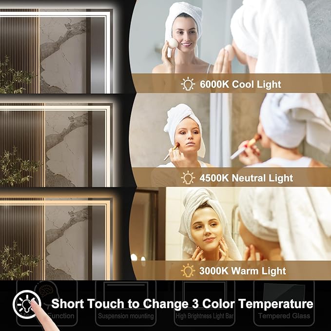 Ratsamee 40x30 Inch LED Bathroom Mirror - Image 3