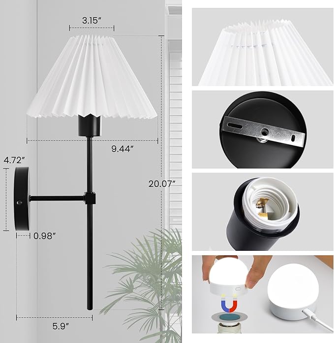 Rechargeable Battery Operated Wall Sconces Sets of 2, 15 Colors Wireless Wall - Image 5