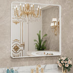 LOAAO 30x30 Inch White Metal Framed Bathroom Mirror - Image 7